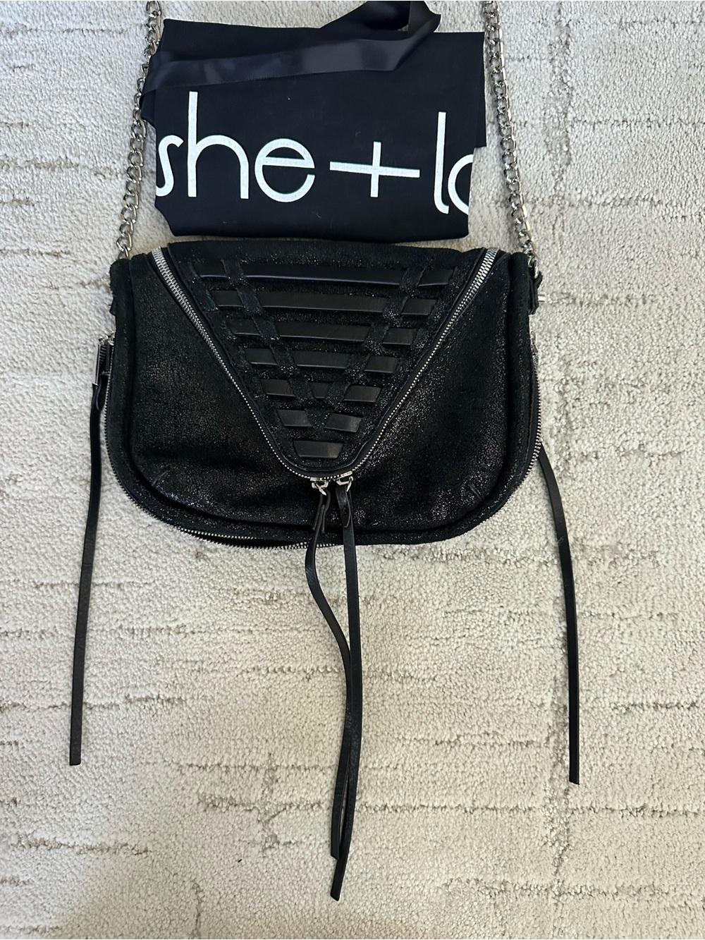 She + Lo Black Chain Strap Crossbody Bag